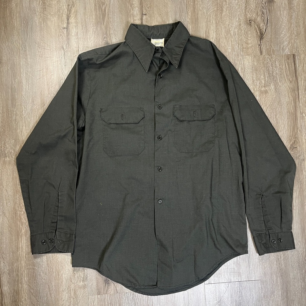 VTG JC Penny Big Mac Permanent Press Shirt Button Up Gray Work Vintage Large
